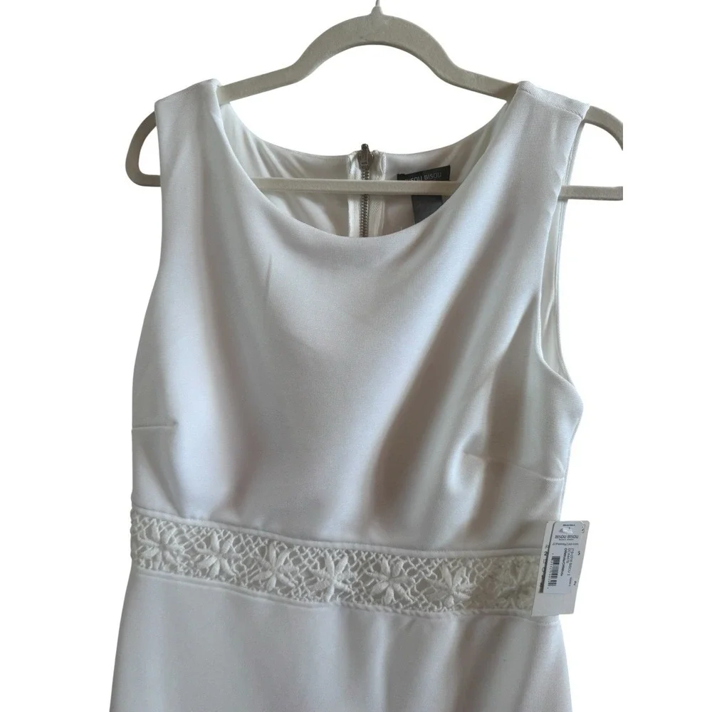 NWT Bison Bison White Sleeveless Mini Dress Sz 14 Starfish Waist Band Graduation